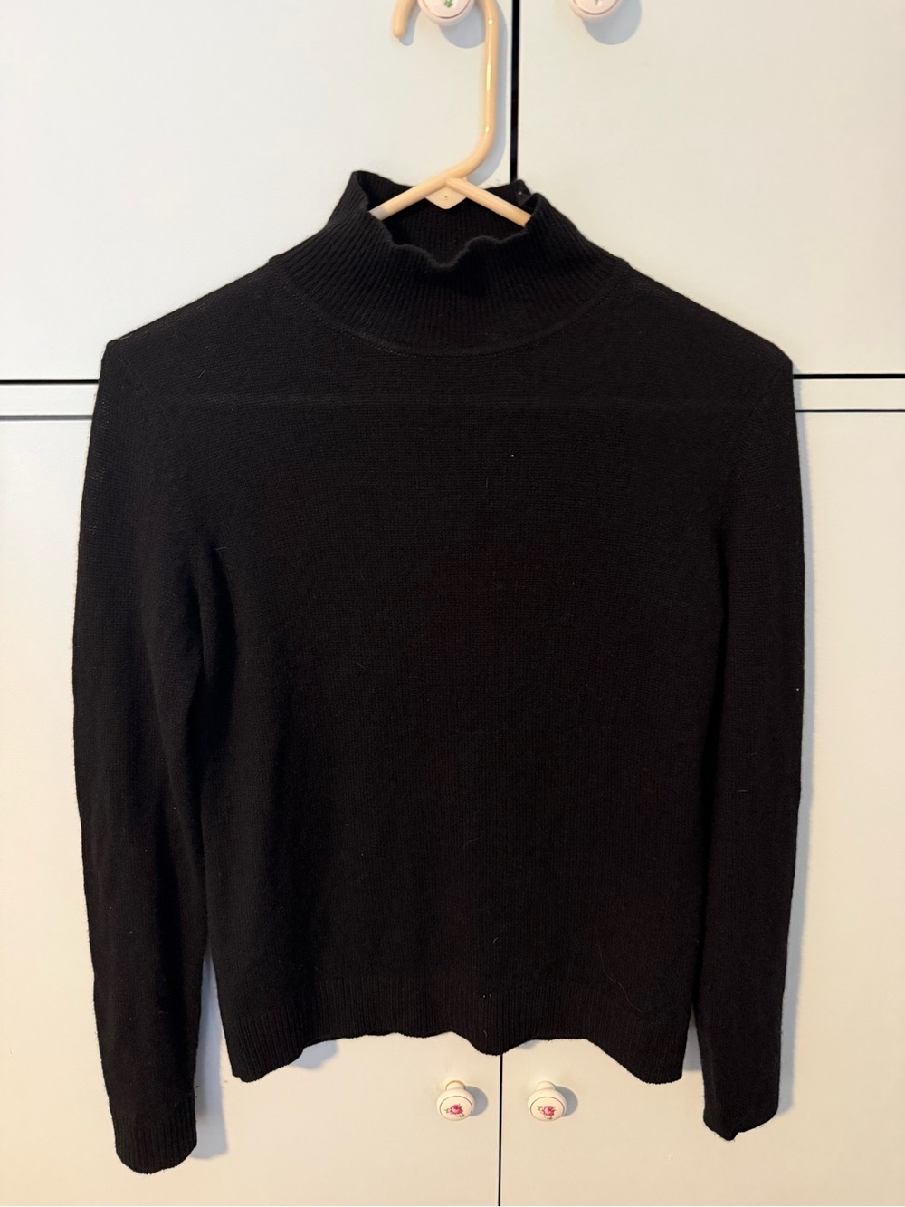 Theory Black Ribbed Mock Turtleneck Sweater